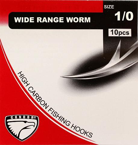 Фото крючок офсетный condor wide range worm, №1/0 bn (50 шт./упак.)