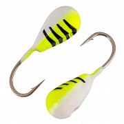 Фото капля с отверстием и лыской d 3,0 мм, вес 0,4 гр, фосфор+лимон с полосками /10 шт/