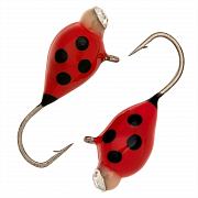 Фото капля с ушком d 5,0 мм, вес 1,8 гр, обмазка с камнем красная с точками /10 шт/
