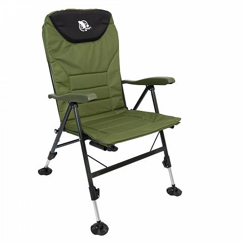 Фото кресло  раскладное с откидной спинкой"condor" 56х46х40/104 хаки/черное, подставка для ног